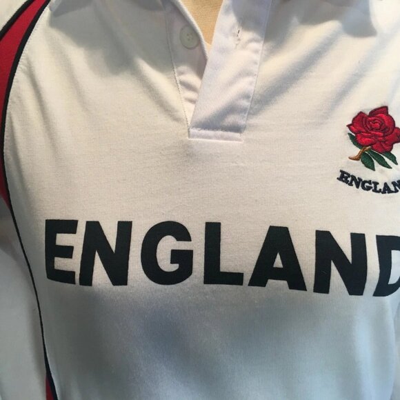 England Rose Polo Shirt Rugby Badge Nations Supporter Top Clothes Boys Sz 11-12 - Picture 2 of 8